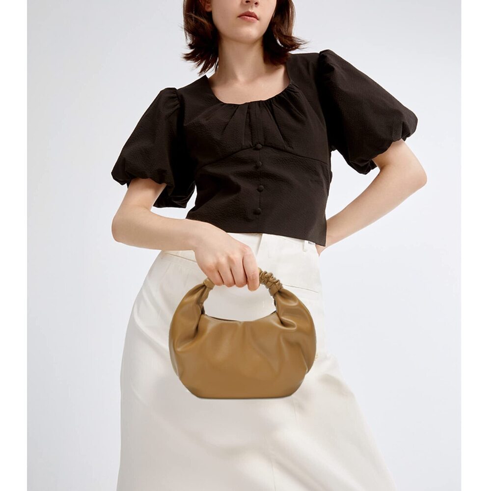 2600 Mini Hobo Tote Bags Soft Leather Clutch Purses Cloud-Shaped Top Handle - Picture 3 of 8